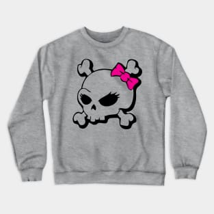 Girl Skull with Pink Bow Graphic Crewneck Sweatshirt